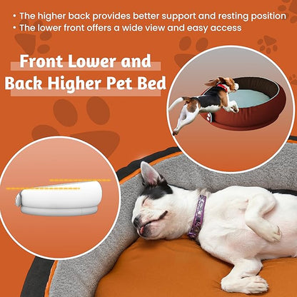 LELEFIDO Round Orthopedic Dog Bed for Large Dogs, XL Foam Support Pet Bed with Soft, Comfortable Cushion for Anxiety Relief, Removable & Machine-Washable Cover, Cozy Sofa-Style Bed for Dogs