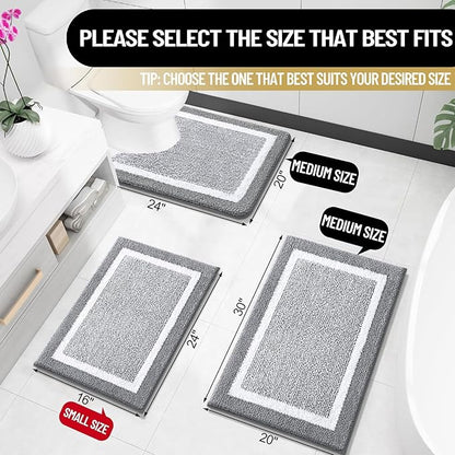 OLANLY Bathroom Rugs 36x24, Extra Soft and Absorbent Microfiber Bath Mat, Non-Slip, Machine Washable, Quick Dry Shaggy Bath Carpet, Suitable for Bathroom Floor, Tub, Shower (Large, Grey)