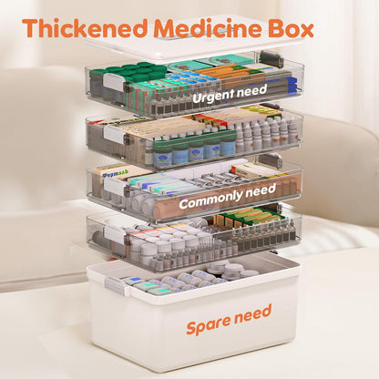 Citylife 5-Tier Medicine Organizer, Portable Medicine Cabinet First Aid Kit with Handle, Multi-Purpose Organizer for Family First Aid, Home, Travel