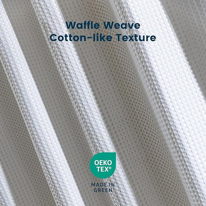 SLEEP ZONE Shower Curtain Liner, Waffle Shower Curtains for Bathroom, Heavy Duty Thick Fabric Shower Curtains - 285GSM Luxury Weighted Polyester Bath Curtain, 72" × 72" (Pure White)