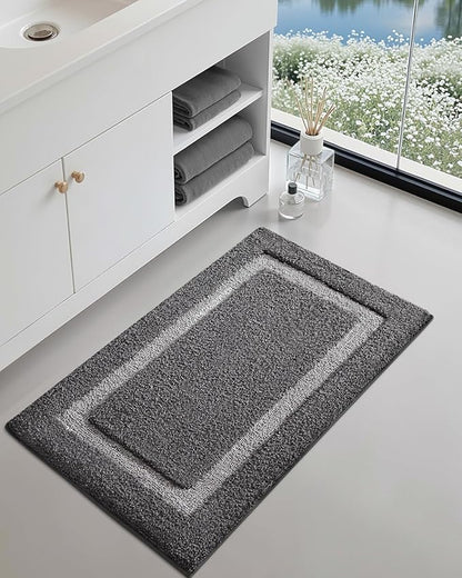 Color&Geometry Bathroom Rugs, Water Absorbent and Quick Dry Microfiber Bath Rugs-24"x36", Non-Slip, Machine Washable, Extra Soft Plush Bath Mats for Bathroom, Laundry Room, Dark and Light Grey