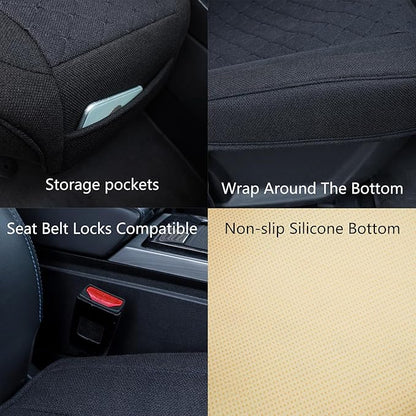 Suninbox Car Seat Cover,Bottom Car Seat Covers Cloth,Front Seat Only,Fabric Wrap Around The Bottom,Breathable Car Seat Protector Fits 95% of Vehicles 1 Piece,Black