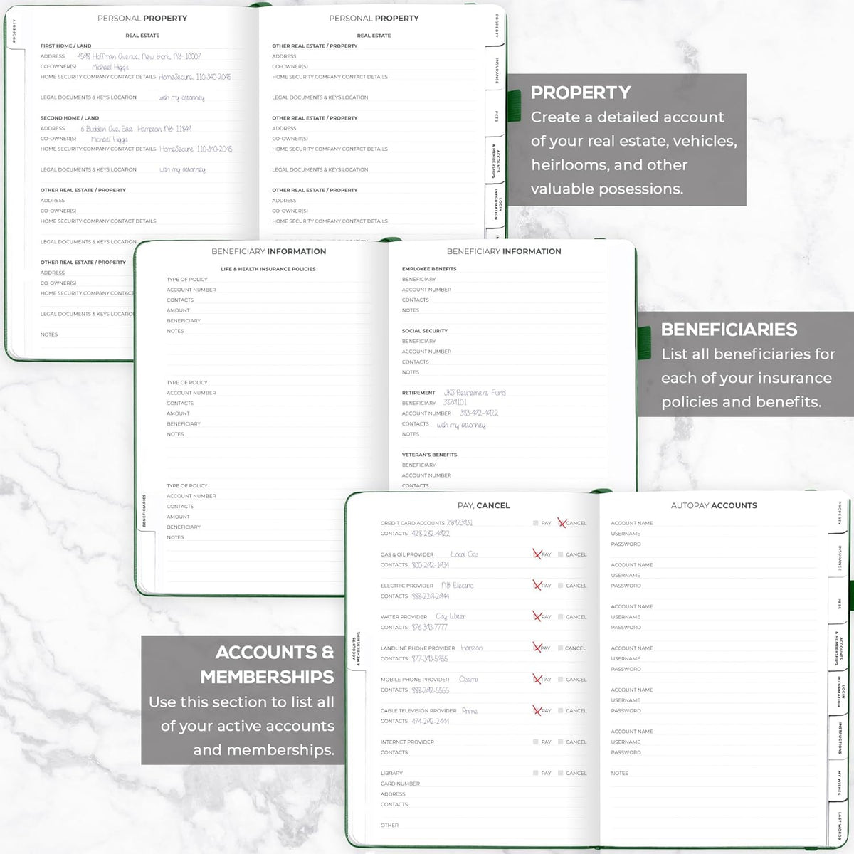 Clever Fox Large End of Life Planner – Guided Final Arrangements Organizer Notebook for Instructions, Beneficiary Info, Will Preparation, Last Wishes & Funeral Planning – 8.5" x 11" (Dark Green)