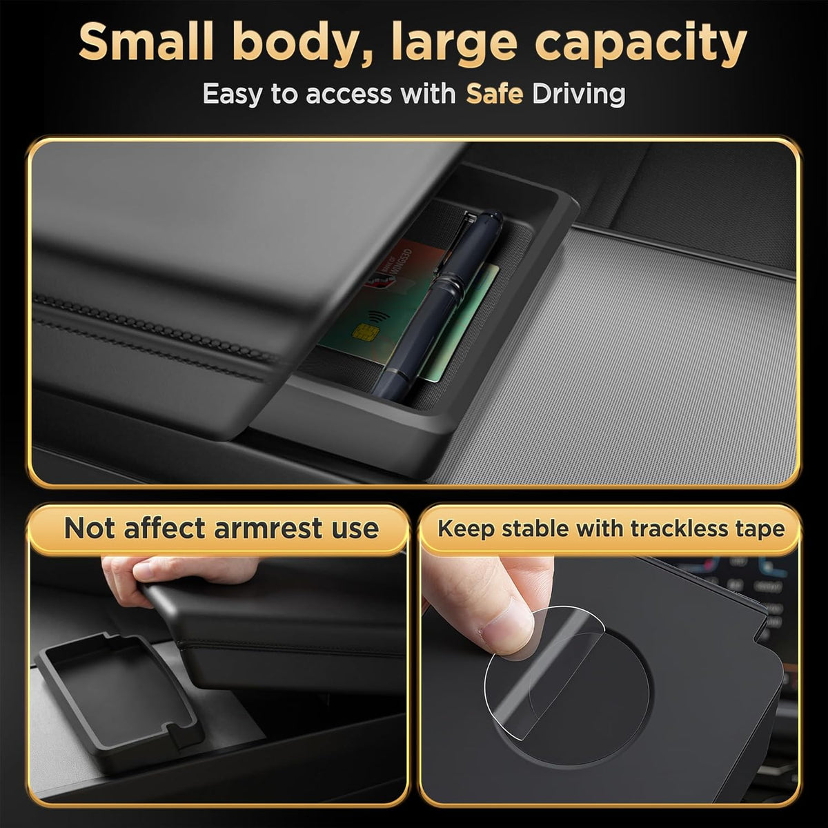 Model Y Juniper(2025-2026) & Model 3 Highland(2024-2026) Center Console Organizer [Slide Smoothly & Carbon Fiber] Sunglasses Cup Holder for Tesla Model 3 & Model Y Juniper Accessories Black