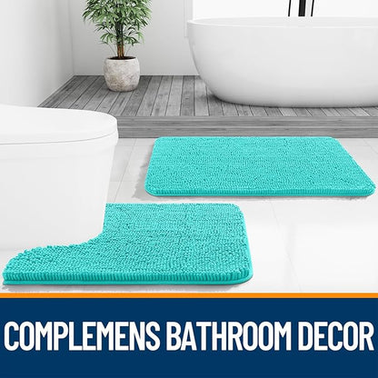 OLANLY Bathroom Rugs 59x24, Extra Soft Absorbent Chenille Bath Rugs, Rubber Backing Quick Dry, Machine Washable Bath Mats for Bathroom Floor, Tub and Shower, Home Decor Accessories, Teal