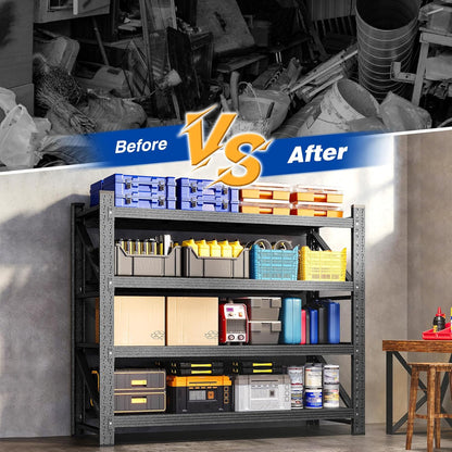 48" W Storage Shelves 3000lbs Garage Metal Shelving Heavy Duty Garage Shelves Adjustable Storage Shelves for Industrial, Factory,48" W X 24" D X 69" H