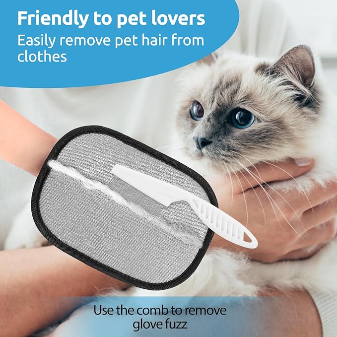 SAWMONG Pet Hair Removal Glove, 2Pcs Cat & Dog Reusable Pet Hair Remover Gloves 2025 New Upgrade, Grooming Pet Hair Remover Tool for Couch, Car, Furniture, Carpet