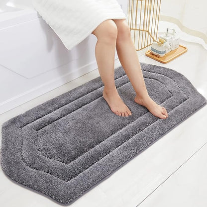 COSY HOMEER Extra Thick Bath Linen Sets Rugs for Bathroom - Anti-Slip Bath Mats Soft Plush 100% Strong Polyester Living Room Bedroom Water Absorbent(Grey,24x48 - Inches)