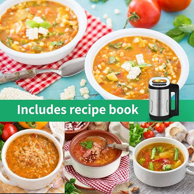 Soup Maker 1.6 L, 4-in-1 Multifunctional Smooth Soup and Chunky Soup Machine