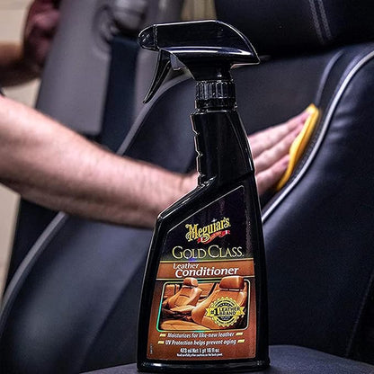 Meguiar's Gold Class Leather Conditioner Spray - Premium Car Leather Conditioner - Protect Your Car's Seats from Cracking, Fading and Drying Out - Keep It Looking and Feeling New, 16 Oz