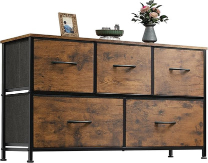 WLIVE Dresser for Bedroom with 5 Drawers, Wide Chest of Drawers, Fabric Dresser