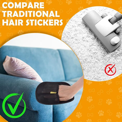 VARMDUKKE Pet Hair Removal Gloves for Cats and Dogs, Pet Hair Electrostatic Magic Brush Gloves, Efficient Pet Grooming Hair Remover Tools for Carpet, Couch, Laundry, Car Seat (2pcs, Black)