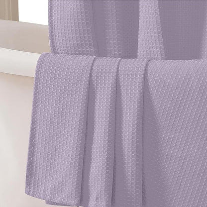 OVZME Stall Fabric Shower Curtain Set - 36x72W, Waffle Weave 230GSM Heavy Duty Small Shower Curtains for Narrow Stall Size, Machine Washable Bath Curtain with 12 Plastic Hooks, Lavender
