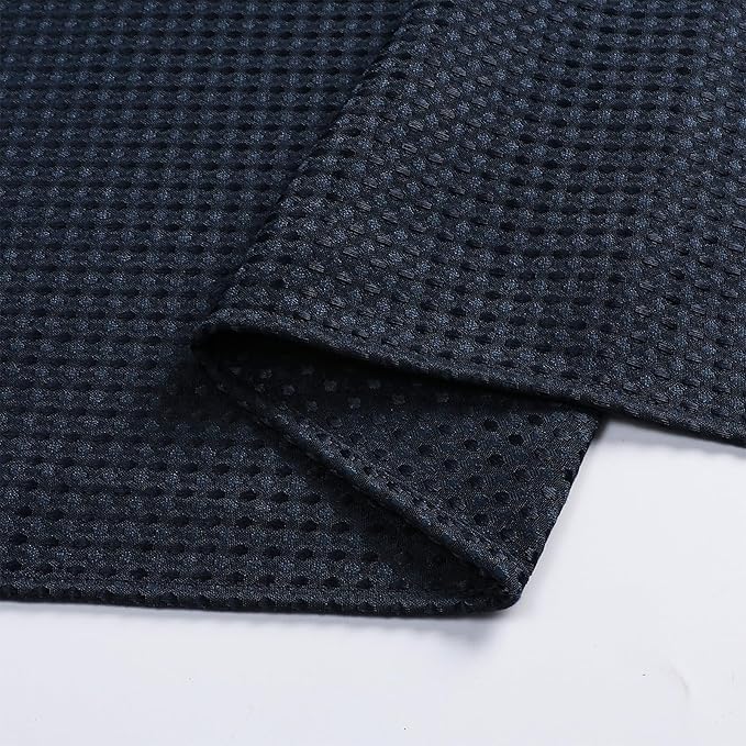 meioro Navy Blue Shower Curtain, Waffle Weave 256GSM Heavy Duty Textured Fabric Shower Curtains for Bathroom Hotel Spa, Luxury Weighted Polyester Cloth Bath Curtain Set with 12 Hooks, 72Wx78H