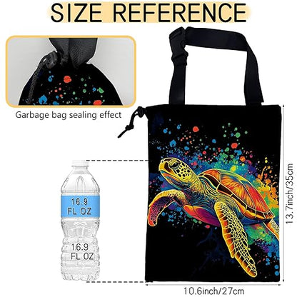 Watercolor Sea Turtle Car Garbage Bag, Small Car Trash Bag Hanging Back of Seat,Drawstring Car Trash Bag with Adjustable Buckle,Car Accessories for Camping Travelling