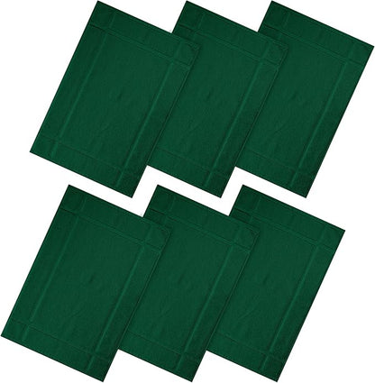 Ample Decor 100% Cotton Bath Mats 24 x 17 Inches, Quick Dry, 1350 GSM Banded Border Shower Bathroom Floor Mat, Not Bathroom Rug - Green, Pack of 6