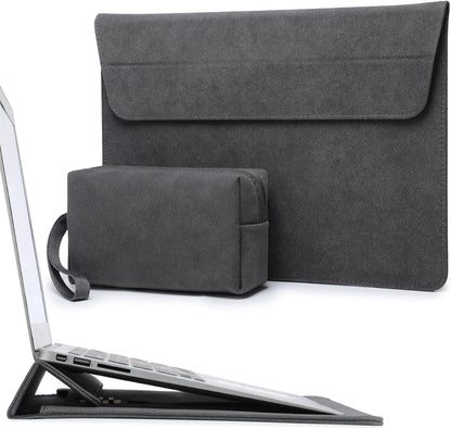 HYZUO 13 Inch Laptop Sleeve with Adjustable Stand for MacBook Air 13 M4 M3 M2 M1 2025-2018, MacBook Pro 13 M2 M1 2025-2016, Surface Pro, iPad Pro/Air 13 M4 M3 M2, XPS 13, with Pouch, Space Gray