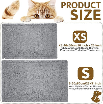 Newwiee 6 Pcs Blankets for Dogs Cats, Soft Warm Fluffy Fleece Pet Calming Blanket, Washable Flannel Throw for Small Medium Pet, Gray/Beige/Khaki(24 x 18 Inch)