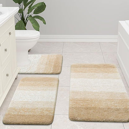Arotive Microfiber Bathroom Rugs, Shaggy Soft and Absorbent Bath Rug, Non-Slip, Thick Plush Machine Washable Dry Bath Mats for Bathroom, Tub and Shower, 59x24, Camel, Rectangular