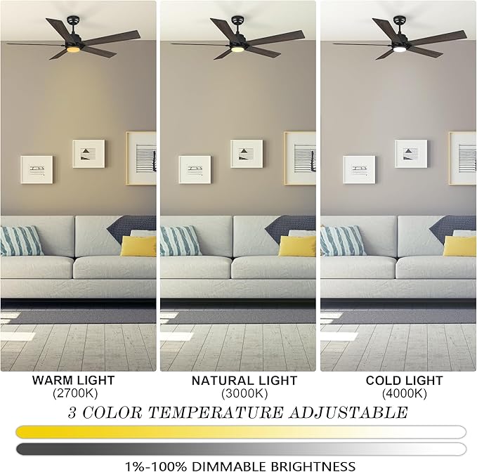 SMAAIR Smart Ceiling Fan with Light, 56inch Indoor and Outdoor ceiling fan with