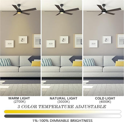 SMAAIR Smart Ceiling Fan with Light, 56inch Indoor and Outdoor ceiling fan with