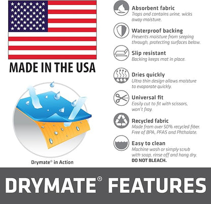 Drymate 2-Pack Jumbo Dog Playpen Mat (60x74), Absorbent, Waterproof, Slip-Resistant, Machine Washable, Reusable Puppy Pad for Training, Whelping, Housebreaking, Incontinence, Crate, Kennel (USA Made)