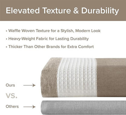 Madison Park Shower Curtain Spa Waffle Weave Wide Shower Curtain for Bathroom 3M Scotchgard Moisture Management, Spa Quality Modern Shower Curtains for Bathroom, Extra Wide 108"x72" Taupe Ombre