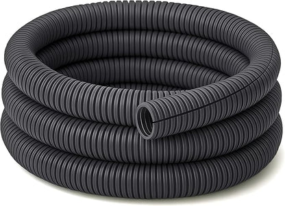 Electriduct Split Wire Loom Tubing Polyethylene Corrugated Flexible Conduit - 3/8" Nominal Size - 10 Feet - Gray