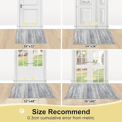 COMSLE Door Mat, Front Door Rug Indoor for Entrance Faux Wool Absorbent Non Slip Modern Throw Rug for Entryway Hallway Muddy Paws - Pet Friendly, 24x36 Inches, Gray Brown Machine Washable