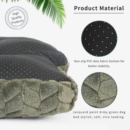 Cat Bed for Indoor Cats Washable Pillow Bed for Cages 18 inch Small Dog Bed Anti-Slip Waterproof Warming Cozy Soft Pet Puppy Olive Green