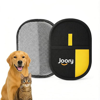 JOORY Upgraded Pet Hair Removal Glove with Static Technology, 8.5-Inch Wide Coverage, Dual Directional Brushes, Washable Black Grooming Mitt for Dogs and Cats.