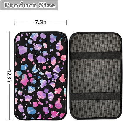 Coldinair Tie Dye Cow Print Car Center Console Pad Soft Armrest Protector Cover Universal Fit for Most Cars,SUV,Truck,Washable