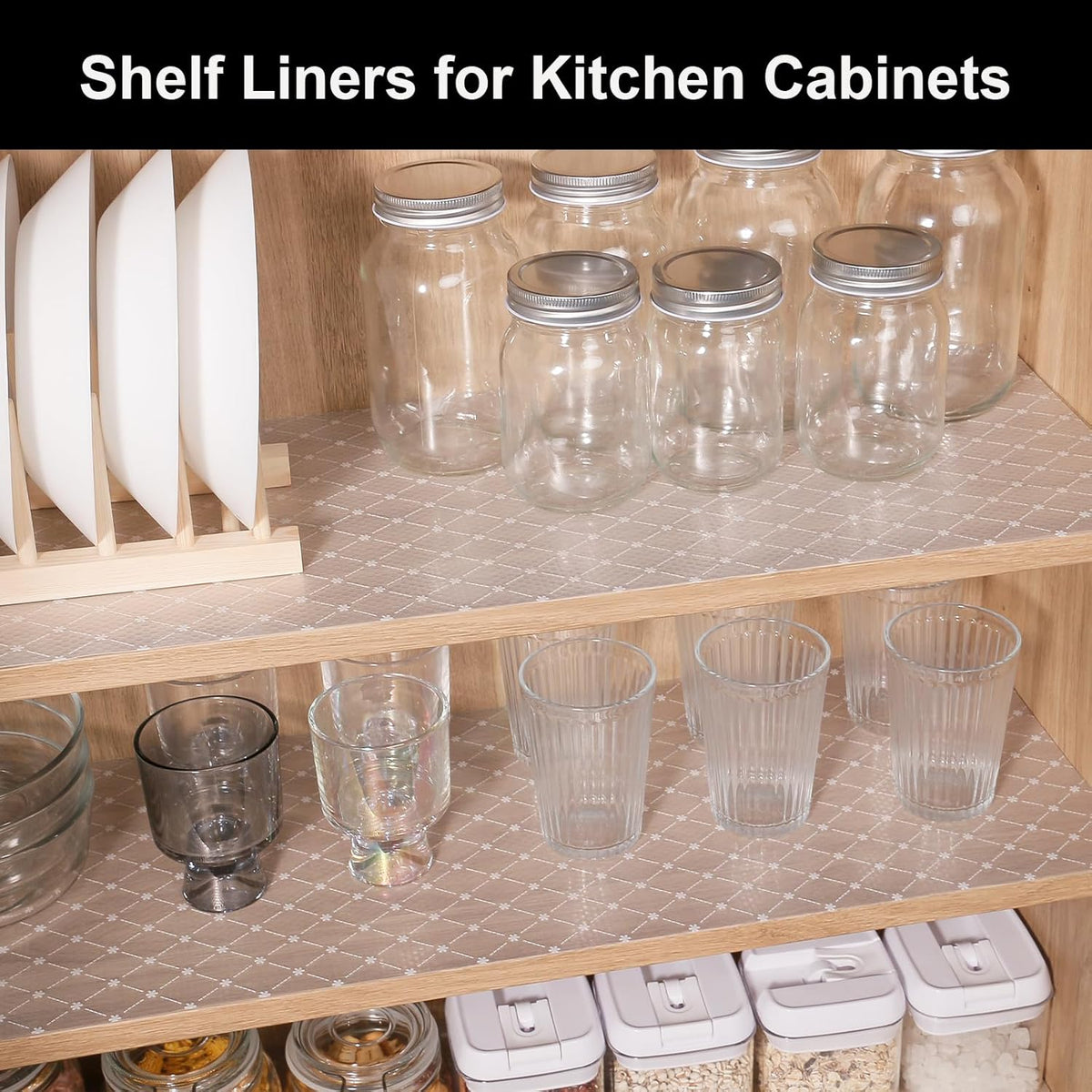 Cooyes Shelf Liner – Premium Non-Adhesive Cabinet & Drawer Liner for Kitchen – Waterproof Shelf Paper with Modern Pattern – Durable EVA Cabinet Mat – Easy to Cut （11.8" W x 360" L）