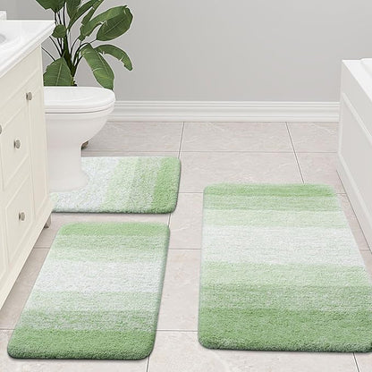 Arotive Microfiber Bathroom Rugs, Shaggy Soft and Absorbent Bath Rug, Non-Slip, Thick Plush Machine Washable Dry Bath Mats for Bathroom, Tub and Shower, 70x24, Sage Green, Rectangular