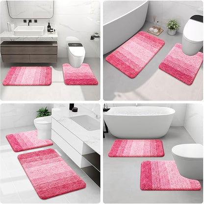 Arotive Microfiber Bathroom Rugs, Shaggy Soft and Absorbent Bath Rug, Non-Slip, Thick Plush Machine Washable Dry Bath Mats for Bathroom, Tub and Shower, 54x24, Pink, Rectangular