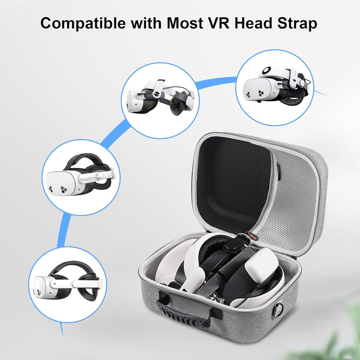 Large Carrying Case for Meta Quest 3/Quest 3S, Compatible with BOBOVR S3 Pro/Kiwi Design Battery Head Strap, Controllers & Accessories, Portable Hard Travel Case for Oculus Quest 3/3S Gray