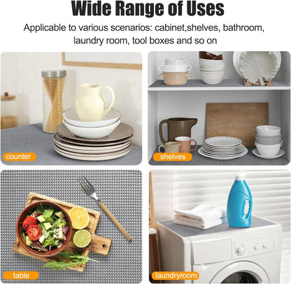 Songrey Non-Adhesive Drawer and Shelf Liner, Non Slip Cabinet Liners, Protect Kitchen Cupboard, Bathroom Drawers, Breathable, Thick Strong Grip mat (20IN x 20FT, Light Gray)