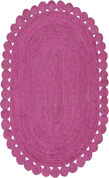 Oval Rug 10x16 Area Rug Kilim Rug Pink Solid Design 0.27 inches ThickIndoor Outdoor Rug Flatweave Rug High Traffic Area Lake House Bedroom Dining Room Living Room
