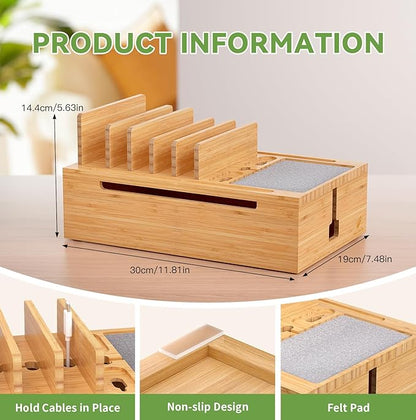 Pezin & Hulin Bamboo Charging Station, Electronic Devices Organizer