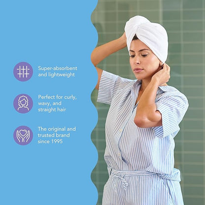 Turbie Twist 3-Pack Microfiber Hair Towel for Beauty, Travel, Gifting - Hair Wrap Turban for Straight, Wavy & Curly Hair - Premium Personal Care - Gray, Blue & Pink