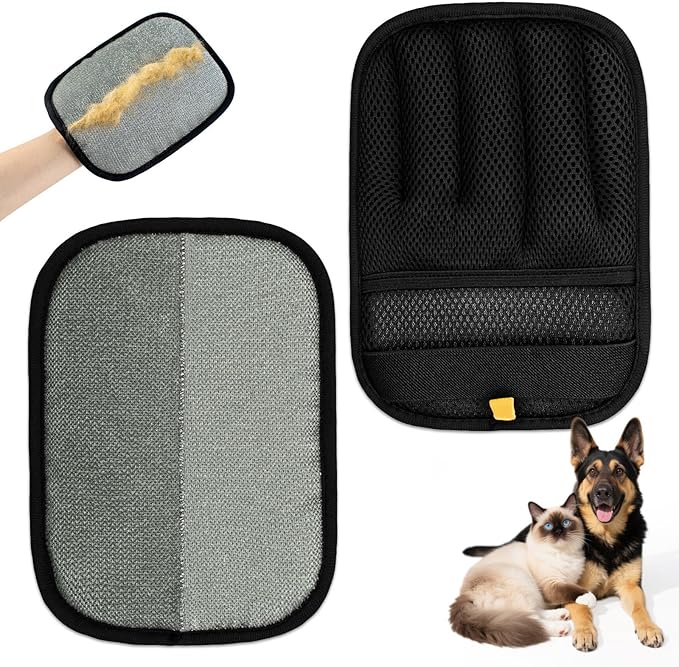 2 PCS 2025 Upgraded Five-Finger Pet Hair Remover Electrostatic Gloves, Pet Hair Removal Glove for Dog Cat Grooming, Durable Dogs Cats Hair Removal Tool for Furniture Car Couch Carpet Clothes