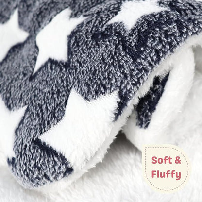 2 Pcs Bunny Bed, Washable Rabbit Bed, Double-Sided Fleece Sleeping Pad for Guinea Pig, Dwarf Rabbit, Chinchilla, Ferret, Hamster, Warm Small Animal Cage Mat, 13x10in, Gray Star