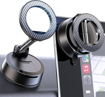 MOKPR Car Phone Holder for Magsafe, Magnetic Car Phone Mount Foldable Hands-Free Suction Cup Phone Holders for Your Car for iPhone 16 Pro/Pro Max 15 14 13 12
