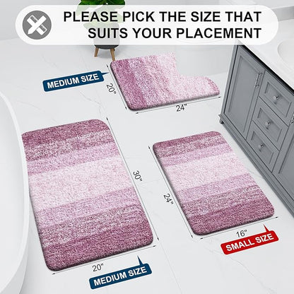 Arotive Microfiber Bathroom Rugs, Shaggy Soft and Absorbent Bath Rug, Non-Slip, Thick Plush Machine Washable Dry Bath Mats for Bathroom, Tub and Shower, 24x16, Purple, Rectangular