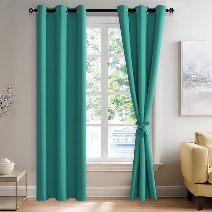 JIUZHEN Peacock Blue Blackout Curtains