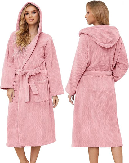 PJGGZ Hooded Bathrobes for Women, Soft Long Towel Robes for Women - Quick Dry yet Warm