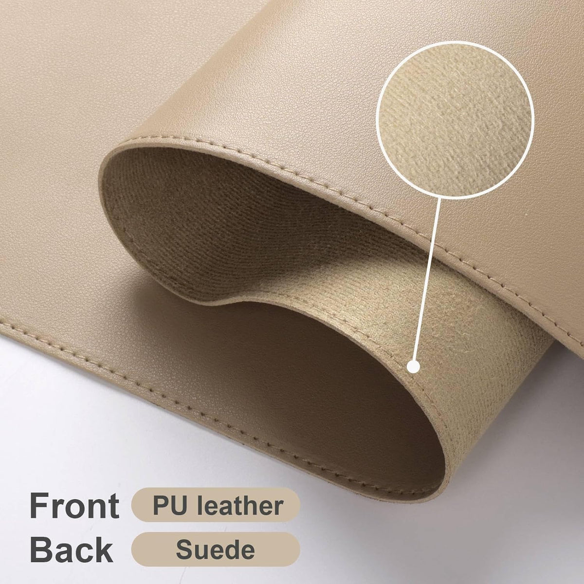 DAWNTREES Desk Mat Protector,PU Leather Desk Pad,Non Slip, Large Mouse Pad and Keyboard Mat, Waterproof Writing Pad for Office and Home (Beige)
