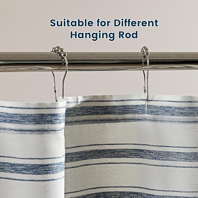 SLEEP ZONE Shower Curtain Liner, Waffle Shower Curtains for Bathroom, Heavy Duty Thick Fabric Shower Curtains - 285GSM Luxury Weighted Polyester Bath Curtain, 72" × 72" (Blue)