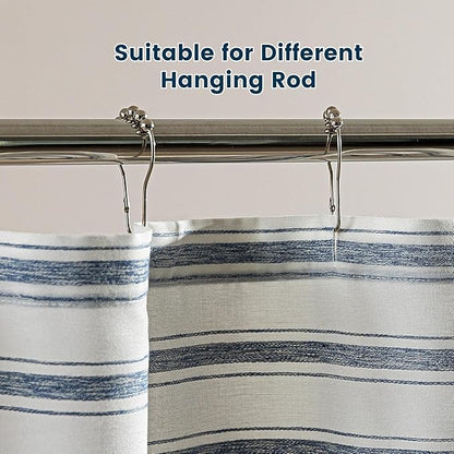 SLEEP ZONE Shower Curtain Liner, Waffle Shower Curtains for Bathroom, Heavy Duty Thick Fabric Shower Curtains - 285GSM Luxury Weighted Polyester Bath Curtain, 72" × 78" (Blue)