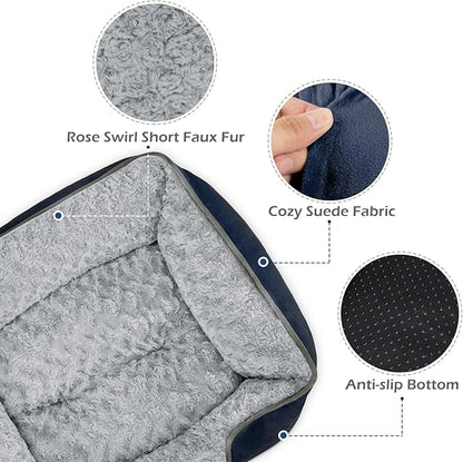 INVENHO XX-Large Dog Bed Rectangle Washable Orthopedic Soft Calming Sleeping Durable Pet Cuddler with Anti-Slip Bottom